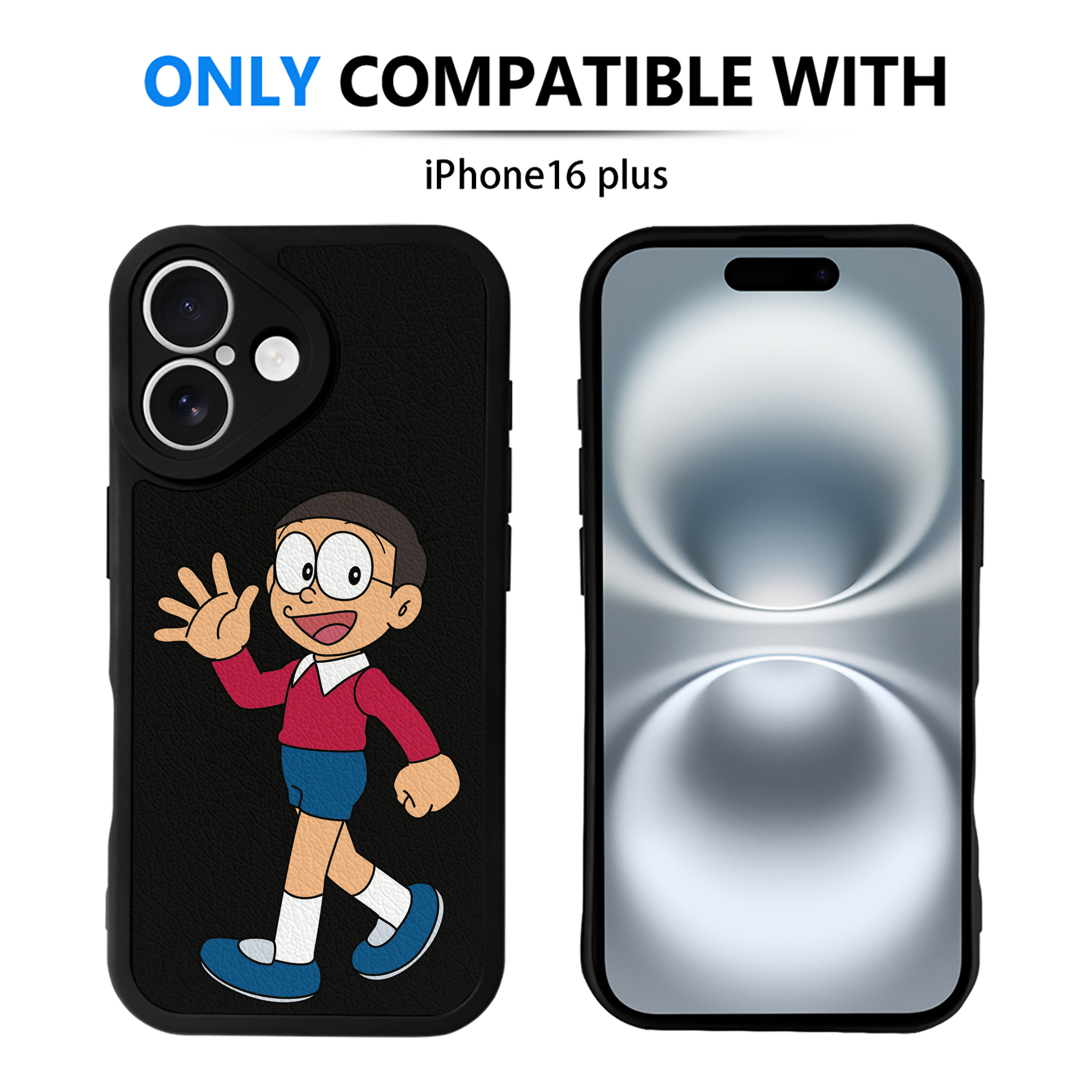 （画像用） ドラえもん 野比 のび太 Doraemon Nobita Nobi 【iPhone 16シリーズ対応】シリコンスマホケース（レザー調） 材質：シリコン